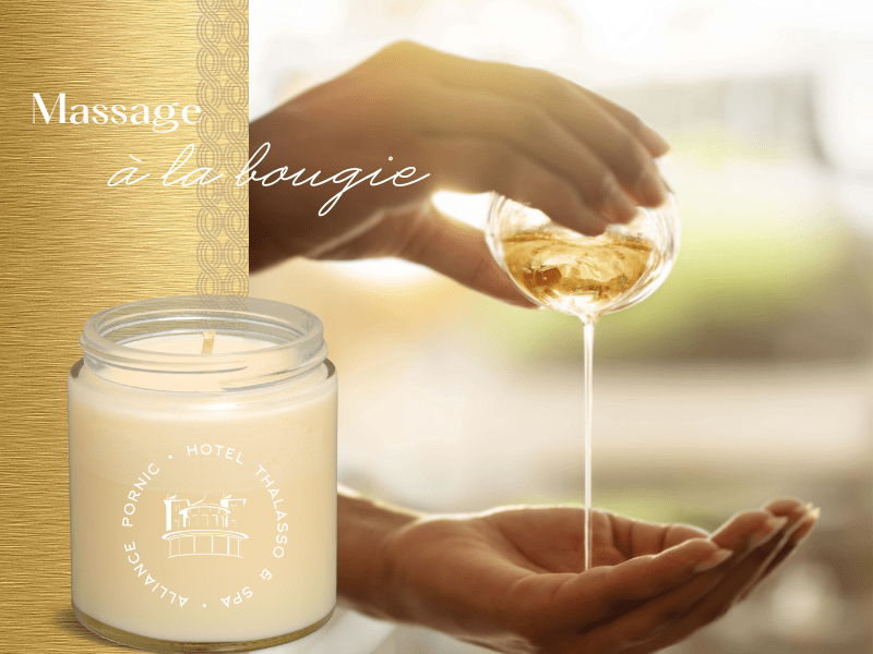 Femme allongée sur le ventre avec des bougies posées devant sa tête
